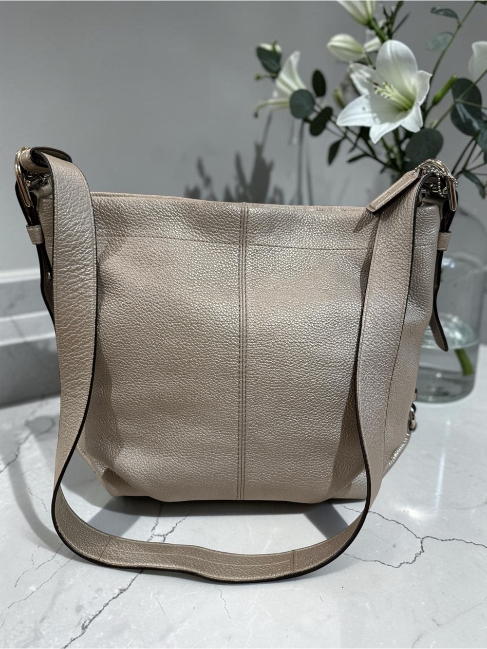 Coach Pebbled Leather Duffle Shoulder Bag NWOT
